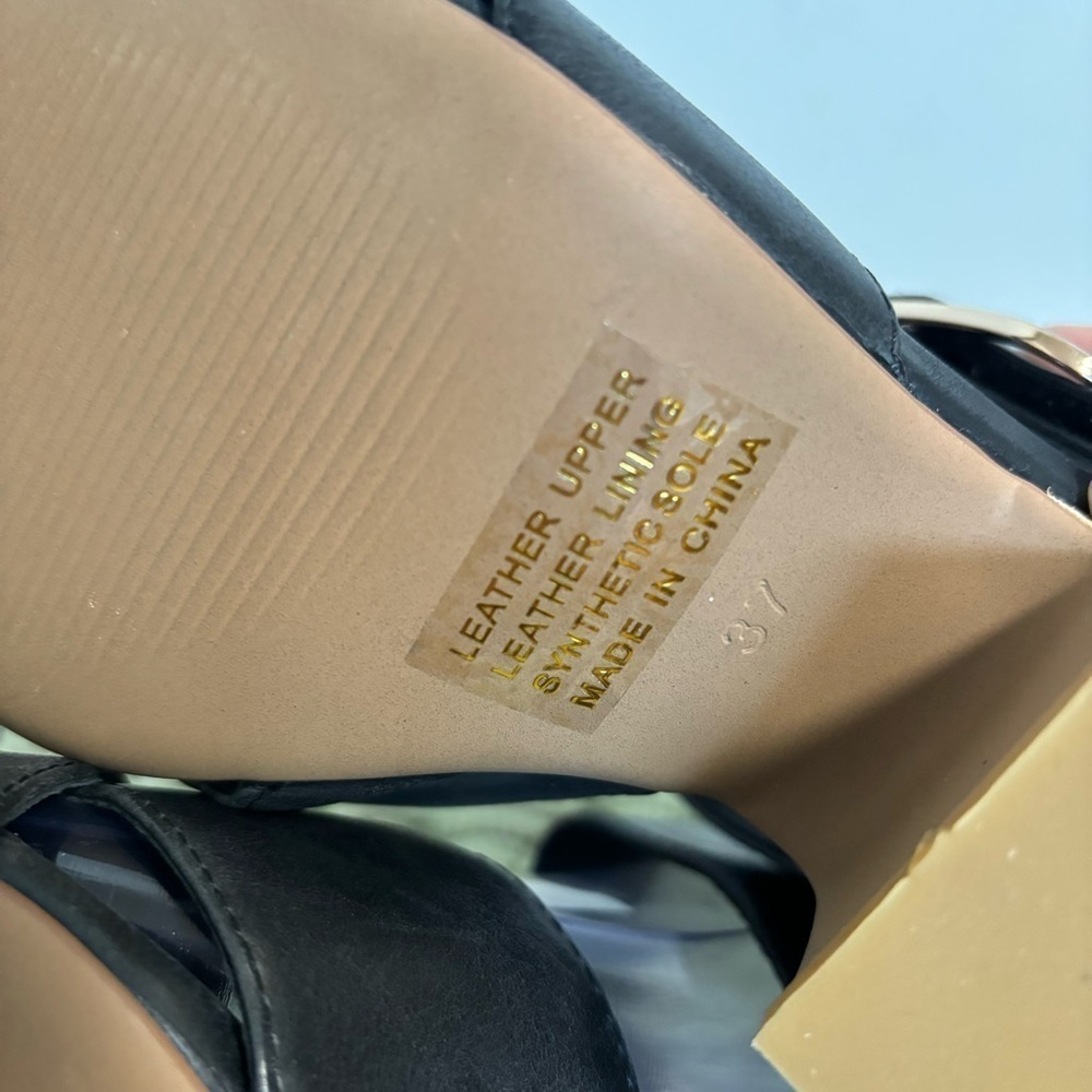 NEW Anthropologie Silent D Silchon Black Leather Crisscross Strap Heeled Sandal - Picture 10 of 11